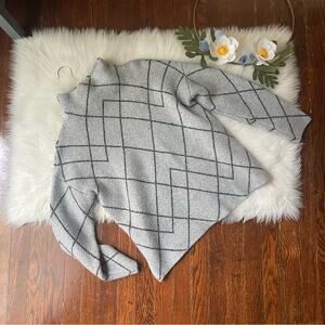 Grey & Black Mockneck Sweater Boxy Waist Cut